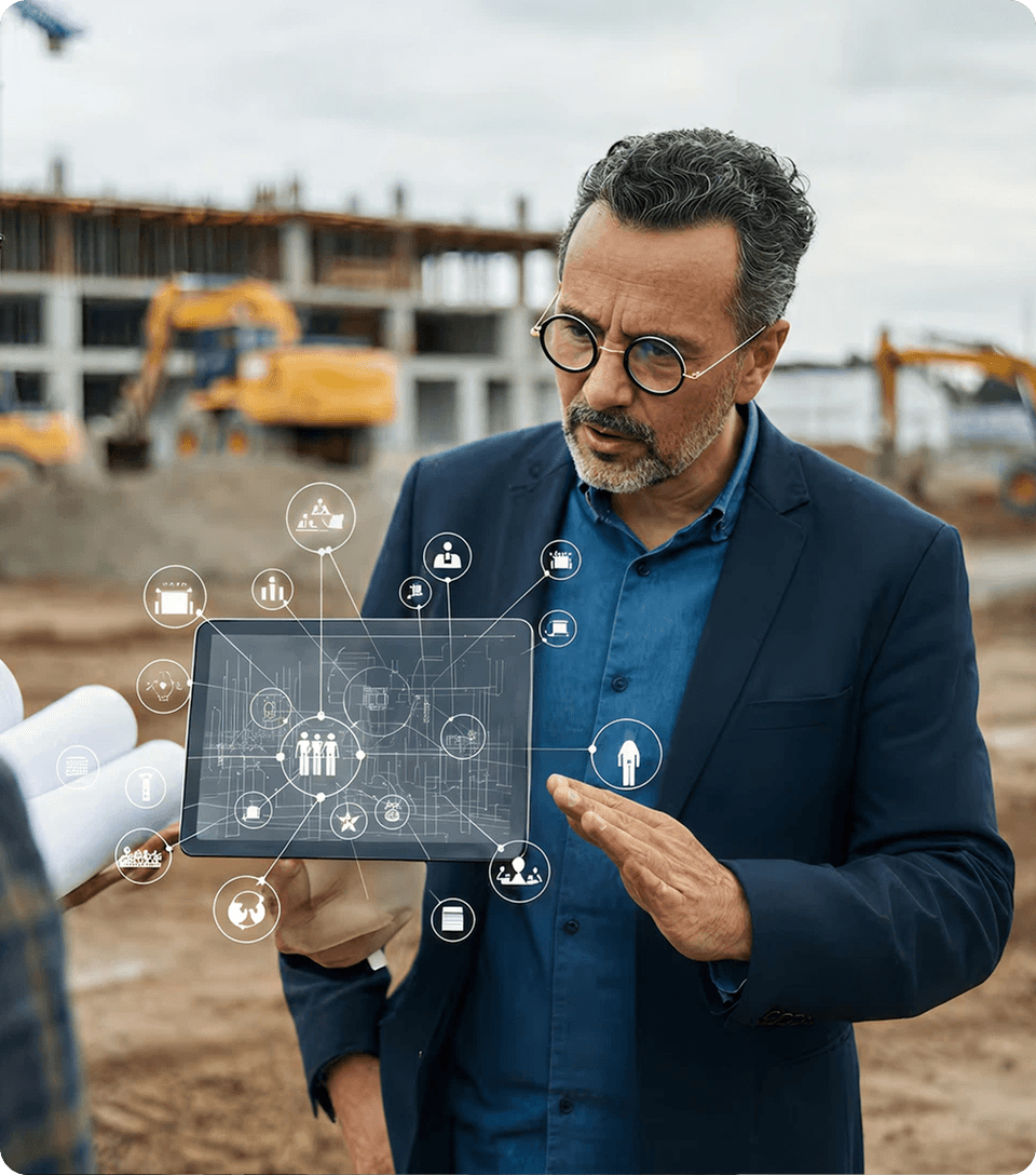 Clinical professional using tablet at site location