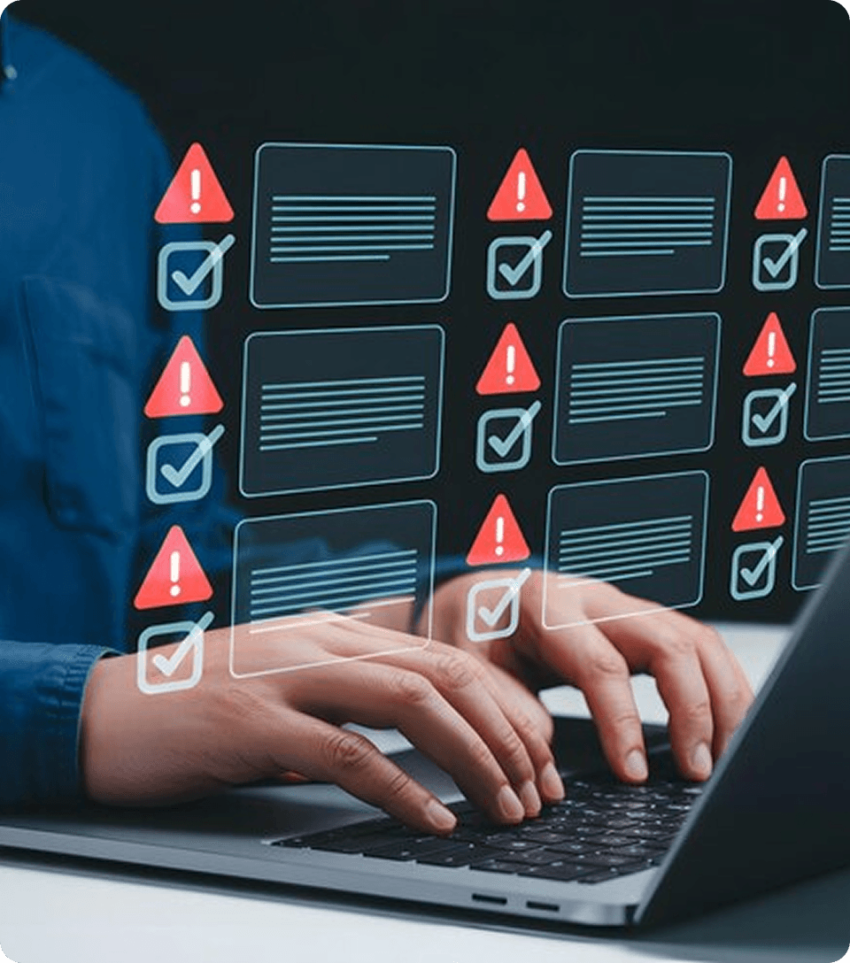 Data breach incident log entries on a laptop